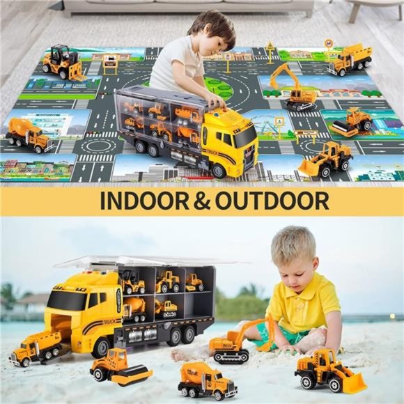 Alloy Construction Vehicle Toy Set with Play Mat for 3-9 Year Old Boys and Girls - Picture 6 of 8